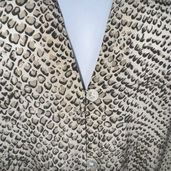 Rails Jasmine Mini Dress Cream Snakeskin Women's Large Smocked Waist V-Neck - Picture 6 of 14